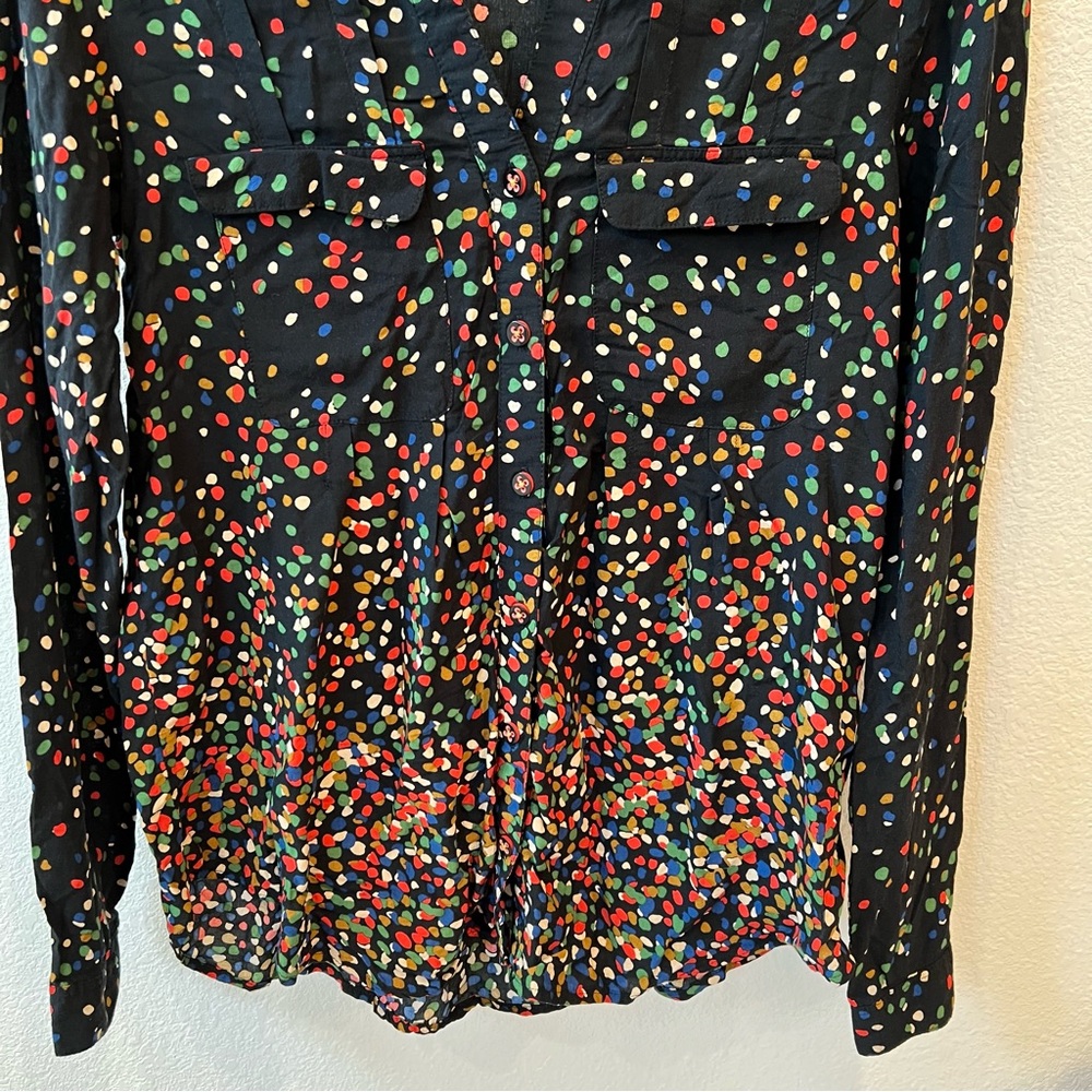ANTHROPOLOGIE Maeve Wynwood Boho Polka Dot Button Down Blouse - Picture 13 of 13